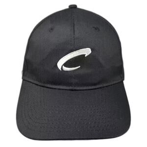 Hit Baseball Cap Black White OS Embroidered Logo Adjustable Strapback Hat